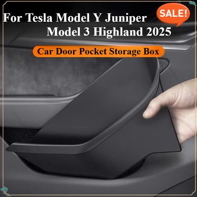 Для Tesla Model Y Juniper 2025 Model 3 Highland Аксессуары Боковой Органайзер-Лоток для Хранения в Дверь Полностью Закрывающийся Дверной Органайзер из TPE
