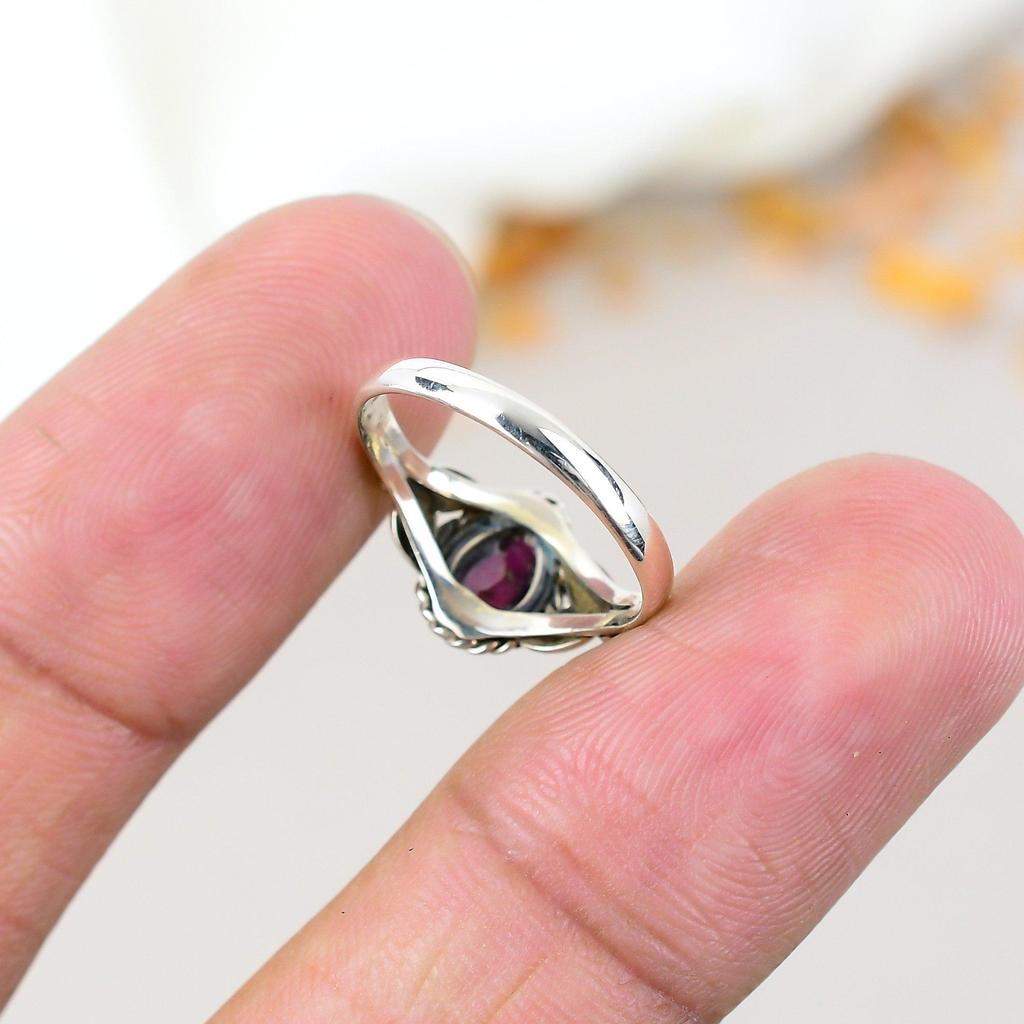 Кольцо ручной работы из стерлингового серебра 925 пробы с гранатом в форме груши и драгоценным камнем для женщин