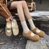 Wool Version~ Ugly Cute Mary Jane Shoes Women's Velcro Mao Mao Shoes 2025 New Winter Velvet and Cotton Shoes Thick Single Shoes