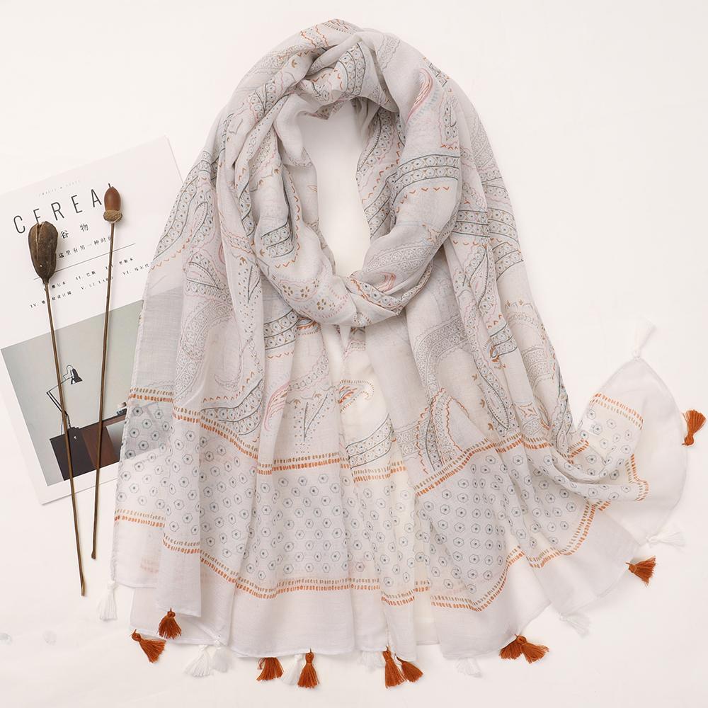 Роскошный брендовый женский хлопковый шарф, модная пляжная шаль с принтом, женские платки с кисточками, арабские хиджабы, глушитель, бандана, парео