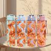 1PC Flower Basketball Repeat Pattern 750ml Color Plastic Sports Water Bottle Leakproof Flip Straw Lid Suitable for Sports Office Home Use