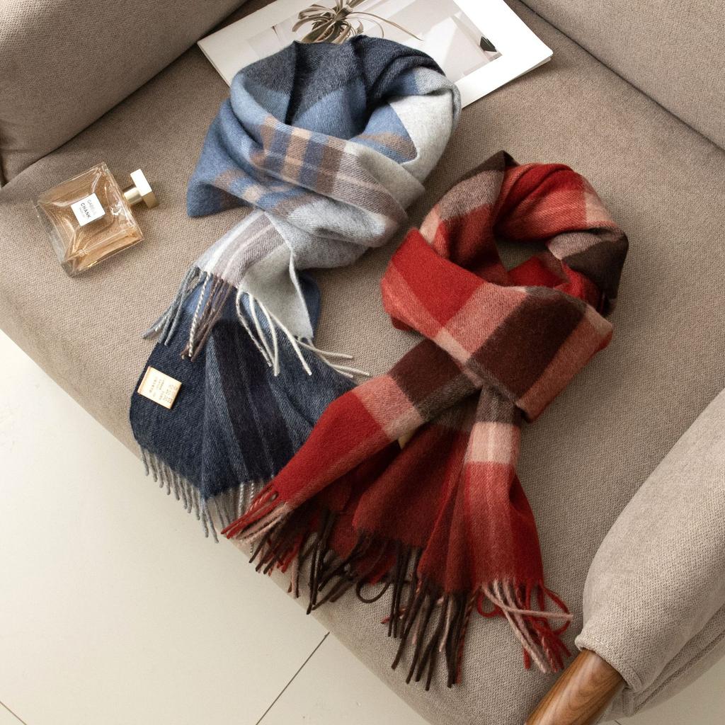 Рождественский шерстяной шарф для женщин, высококачественный и универсальный, клетчатые панели, теплый шарф для студентов