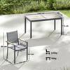 Garden Furniture Set, 7-Piece, Wood-Effect Table, 6 Textilene Chairs, 140 x 80 x 72 cm, Grey