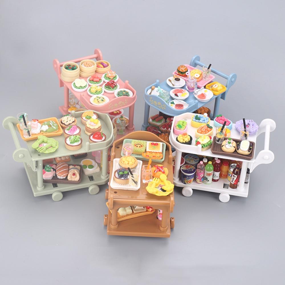 With Food Model Dollhouse Food CartsMini Dinnerware Food and Play Small Food Cart Home Decor
