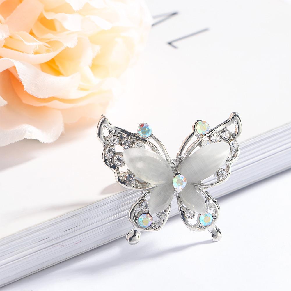 Opal Stone Gold/Silver Fashion Jewelry Wedding Rhinestone Brooch Pin Butterfly Brooch Pin Women