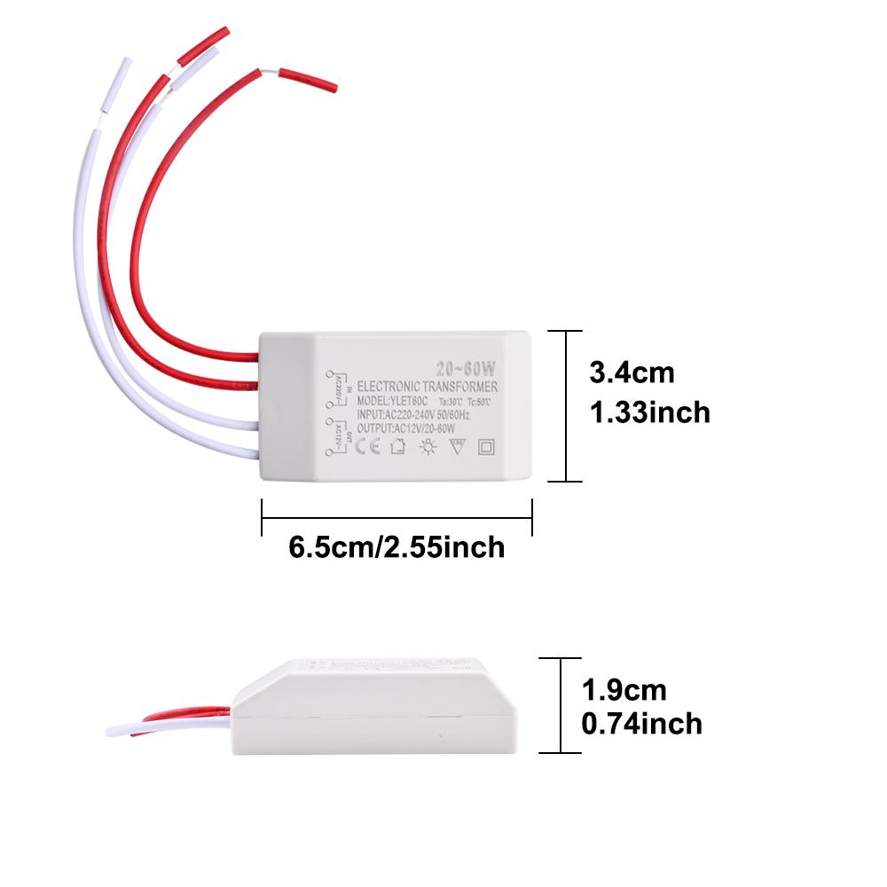 AC 220V to AC 12V Electronic Transformer Voltage Converter 20-60W Smart Power Supply Halogen Light Driver Power Supply