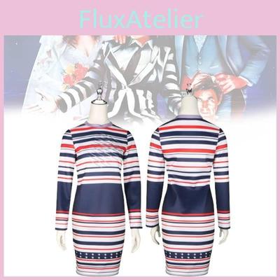 Костюм для косплея Битлджуса, полосатое платье Астрид для ролевых игр на Хэллоуин