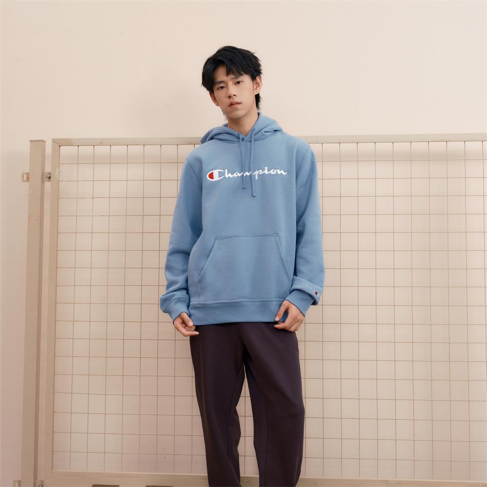 Champion FW24 Script Shop Sweatshirt Unisex Blue U4CSWEM011