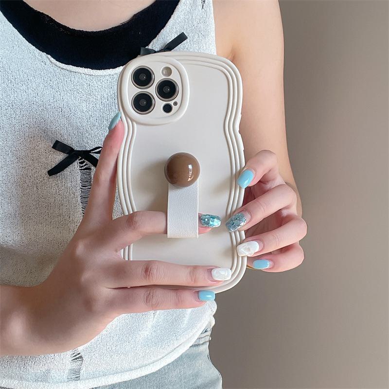 Wave X Silicone Full-Cover Anti-Fall Apple 15ProMax Phone Case with Simple Ring for Summer Joy