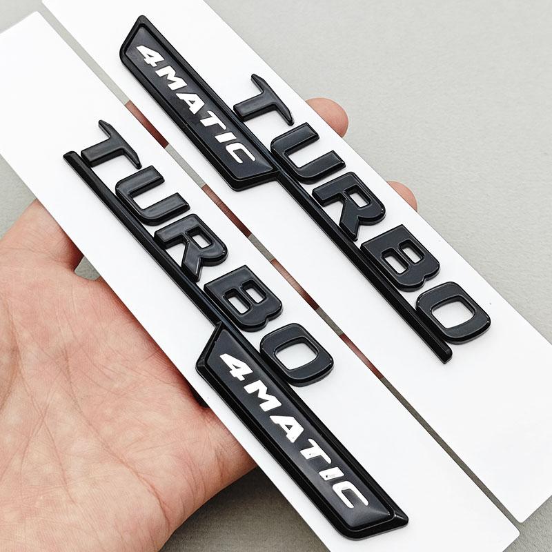 2PCS ABS Car Letter Side Fender Logo TURBO 4MATIC Badge Emblem Sticker For Mercedes Benz AMG A45 CLA35 45 X247 W213 Accessories