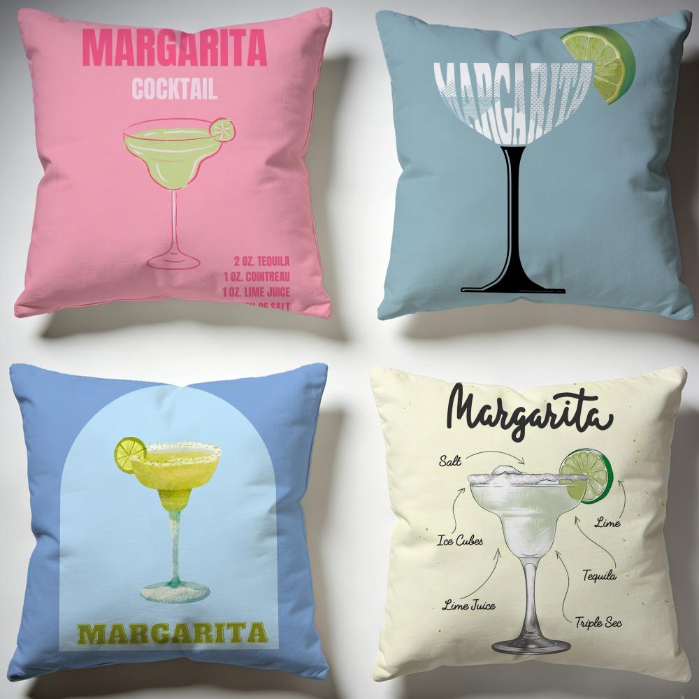 Hot MMargarita Cocktail Arted Cushion Cover Stylish Washable Pillow Cover Ideal for Couch Bedroom Car Decoration