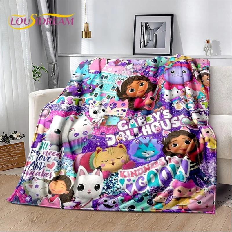 Cute Gabbys Dollhouse Cartoon Blanket,Soft Throw Blanket for Home Bedroom Bed Sofa Picnic Travel Office Rest Cover Blanket Gift