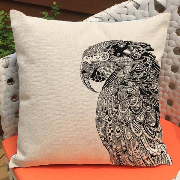 Eagle Pillows Home Decor Black Sketch Tatoo Stylish Birds Nightowl Hawk Swan Cushion Cover High Quality Sofa Pillow Case 45X45Cm