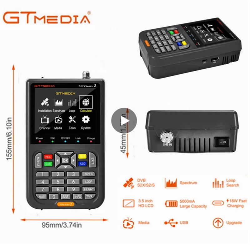 V8 Finder2 Meter Satellite Signal Finder Dvb-s2x/s2/s Wifi 2.4g Digital 1080p Hd Star Finder