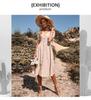 2024 Summer European & American Women's Cotton Linen V-Neck Dress with Buttoned Short Sleeves