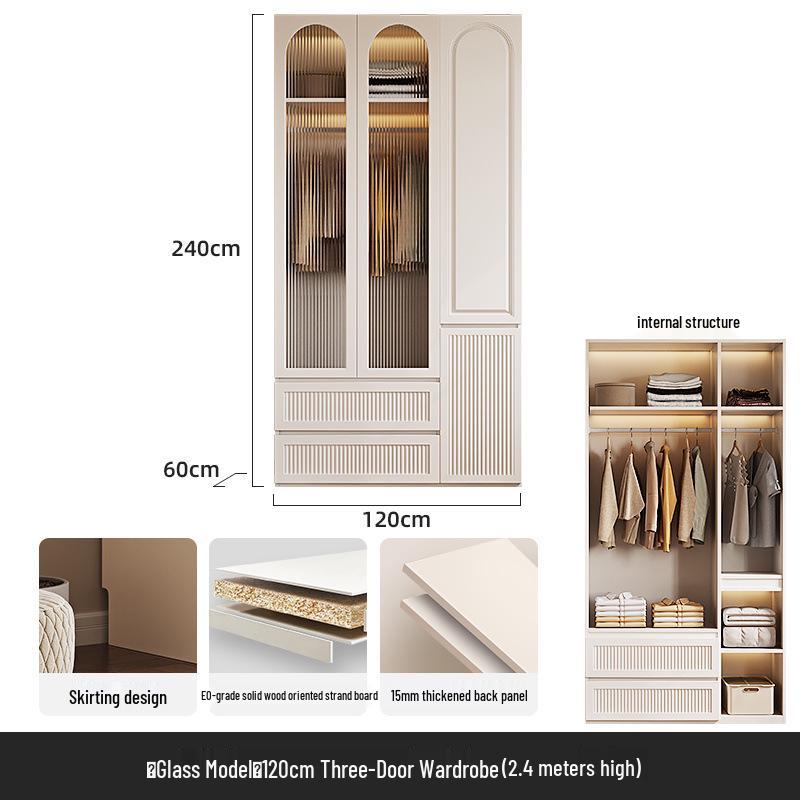 Modern Solid Wood Wardrobe: Light Luxury Storage Solution for Small Apartments