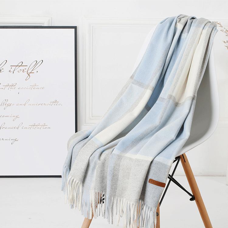 Новый шерстяной клетчатый шарф женский осенне-зимний теплый длинный кашемировый платок с цветными блоками