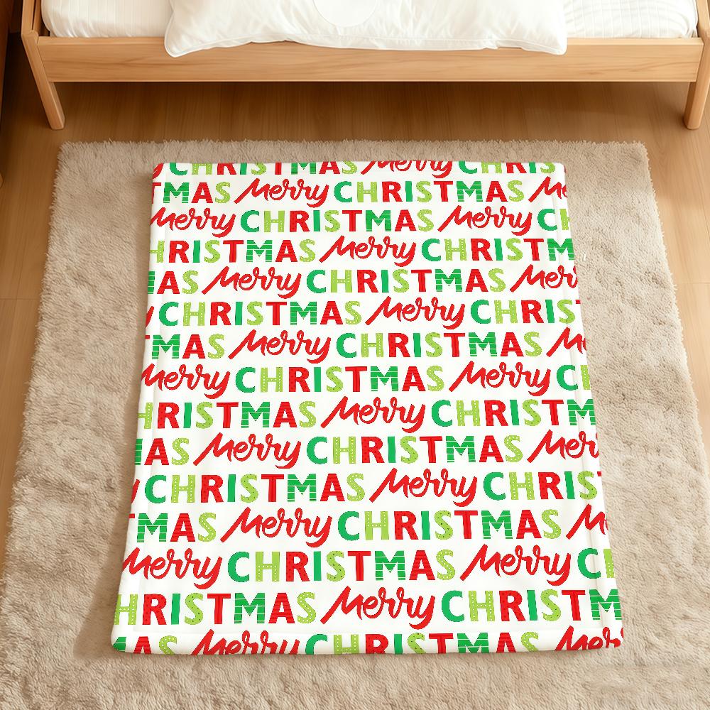 Christmas Pattern Red Green Stripes Flannel Soft Warm Plush Blanket Sofa Living Room Pet Hogar Bedroom Gift Home Car Portable