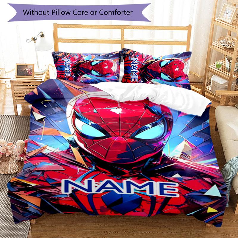 3pcs Spider Man5 Cover Set - Personalized Name, HD Printed Bedding with 1 Cover and 2 Pillowcases - Perfect for Home Decor, Easy Care