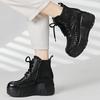 Fashion 2024 New Design Summer Women Boots Genuine Cow Leather Hollow Out Height Increasing 7cm Wedges Heel Platform Ankle Boots