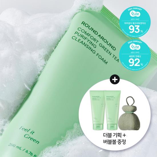 Round Around Comfort Green Tea Mildly Acidic Cleansing Foam 200ml Double Limited Edition