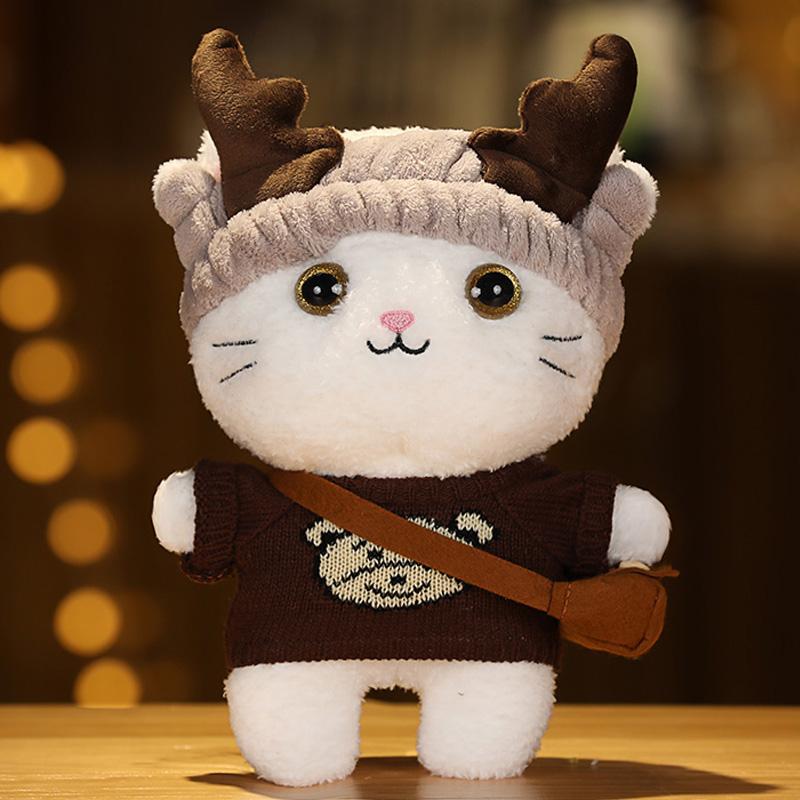 30 см Кафе Кот Маленькие Кошки Милая Подушка Плюшевая Игрушка Мягкая Кукла В Очках и Одежде Мультяшная Милая Игрушка