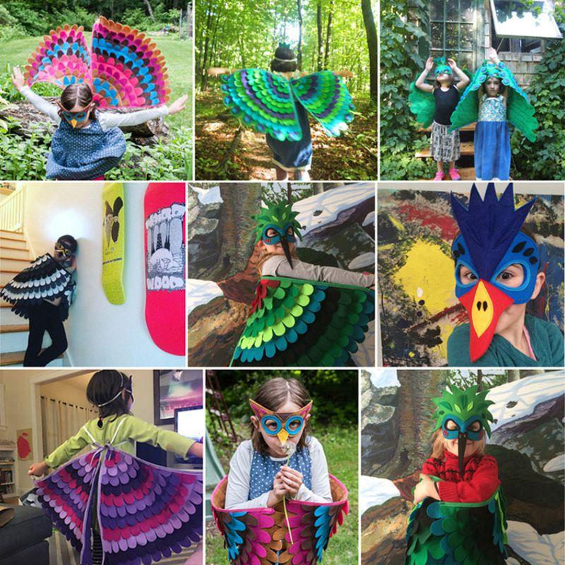 Костюм птицы Хэллоуин Крыло с маской Детский Детский Маскарадный Наряд Животного Косплей