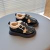 Girls Fleece Lined Low Top Casual Shoes With Bow Velcro