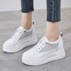 Мода Лето Новый Стиль Толстая Подошва Стелька Увеличивающая Рост Натуральная Кожа Женская Обувь Сетка Белые Кроссовки Повседневная Спортивная Женская Обувь