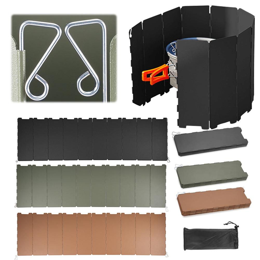 10 пластин Ветрозащитный экран для кемпинговой плиты с сумкой на шнурке, Ветрозащитный экран для уличной плиты, Складные ветрозащитные экраны для уличных плит, Инструмент для пикника