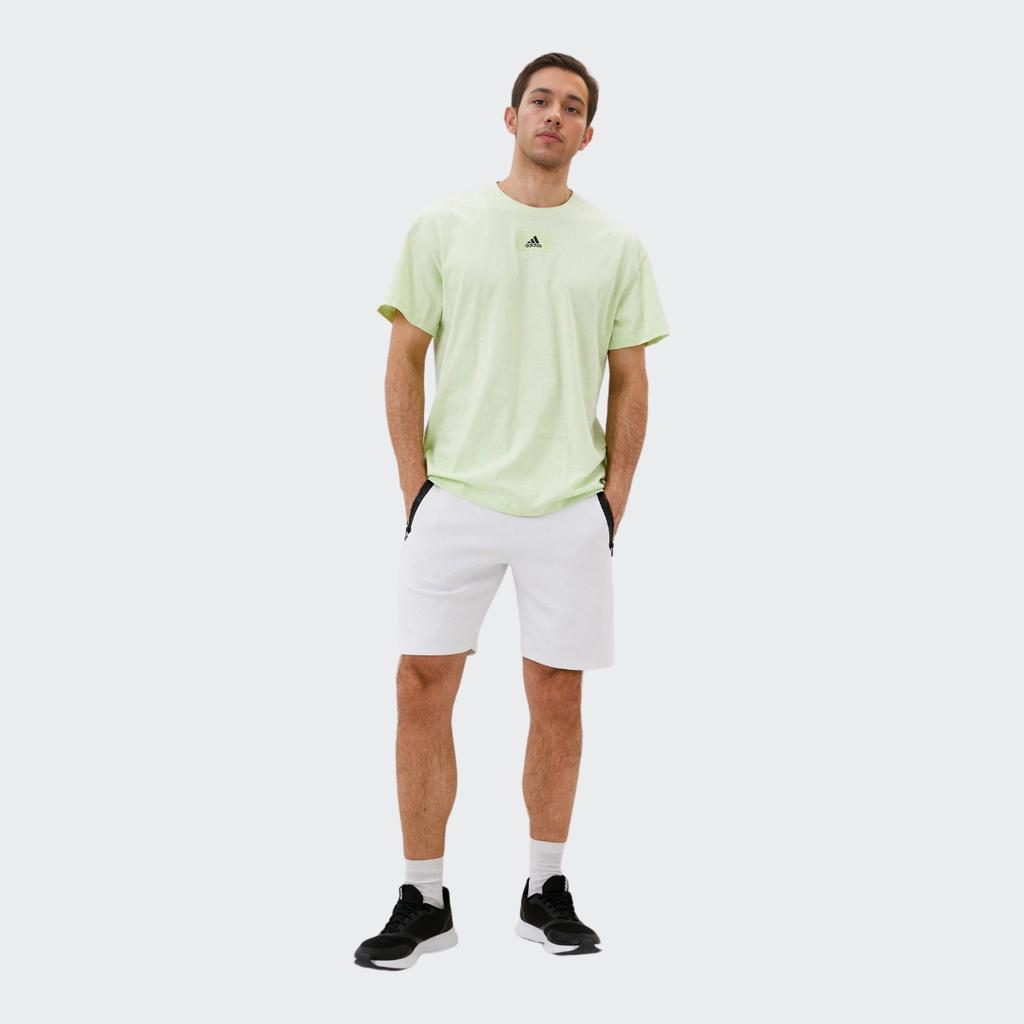 adidas Однотонная повседневная футболка с коротким рукавом и логотипом, мужские топы, зеленая HE4366