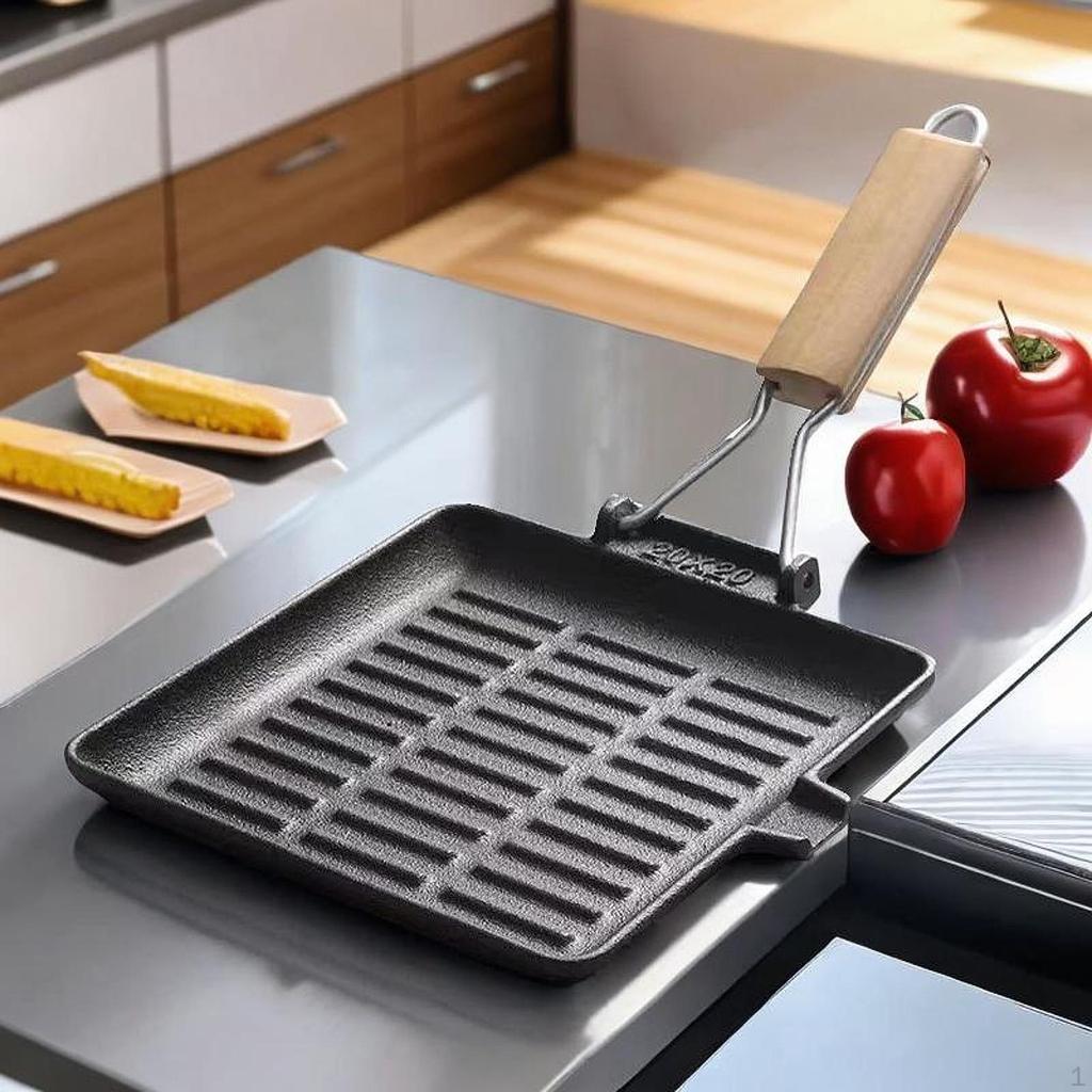 Frying Pan for Steak On Stovetop Cast Iron with Handle Camping Use