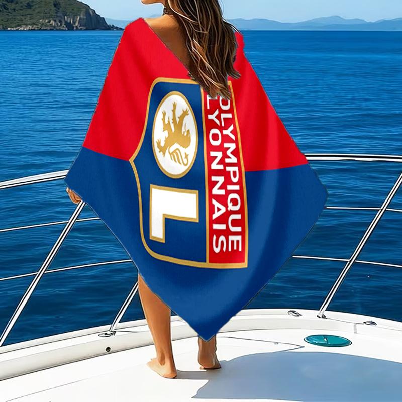 Lyonnais Football Crest Beach Towel - Soft, Absorbent Microfiber, Lightweight, Ideal for The Beach, Parties, Travel, Camping fan gifts