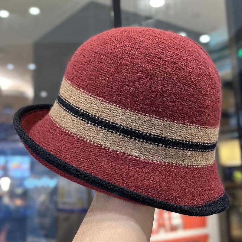 Ретро гофрированная рыбацкая шляпа детская осень и зима британский темперамент котелок показывает маленькое лицо элегантная шерстяная шляпа-котелок тренд
