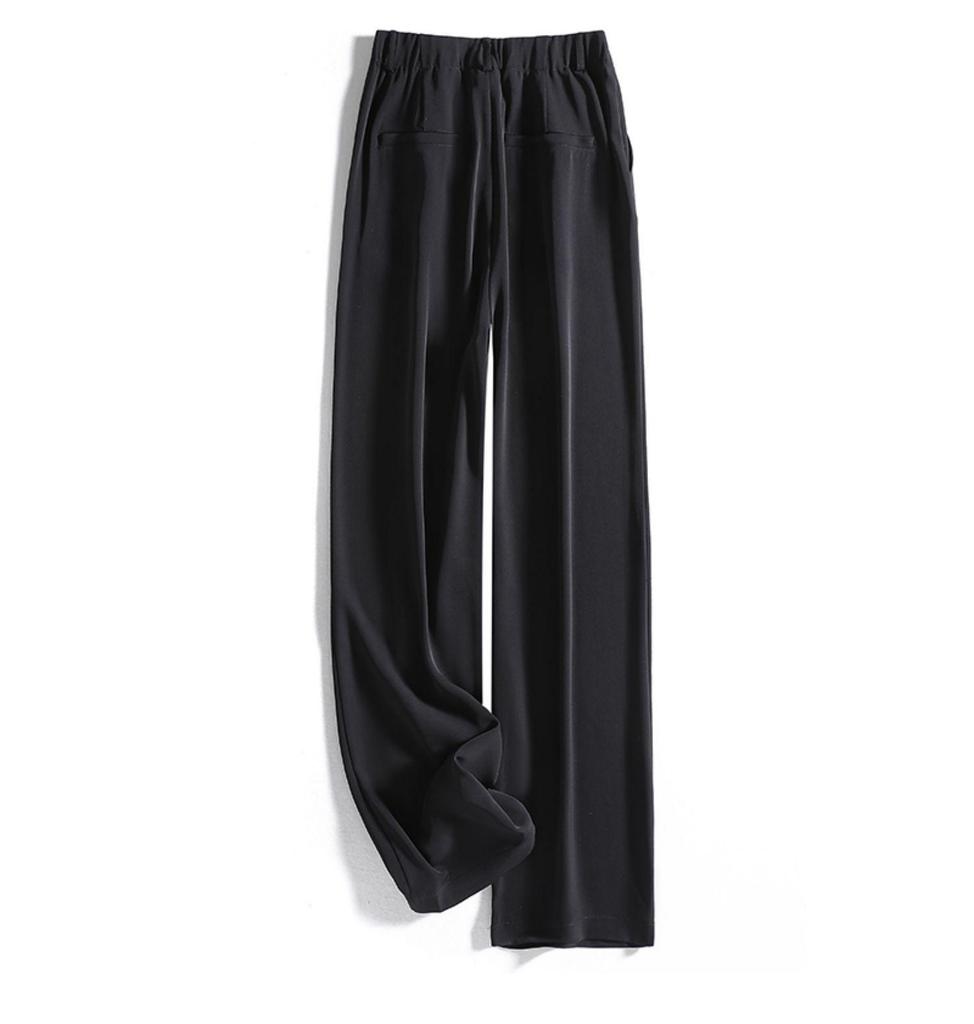Женские летние брюки 2024 года с высокой талией и широкими штанинами из драпировки: Повседневные прямые брюки, закрывающие бедра