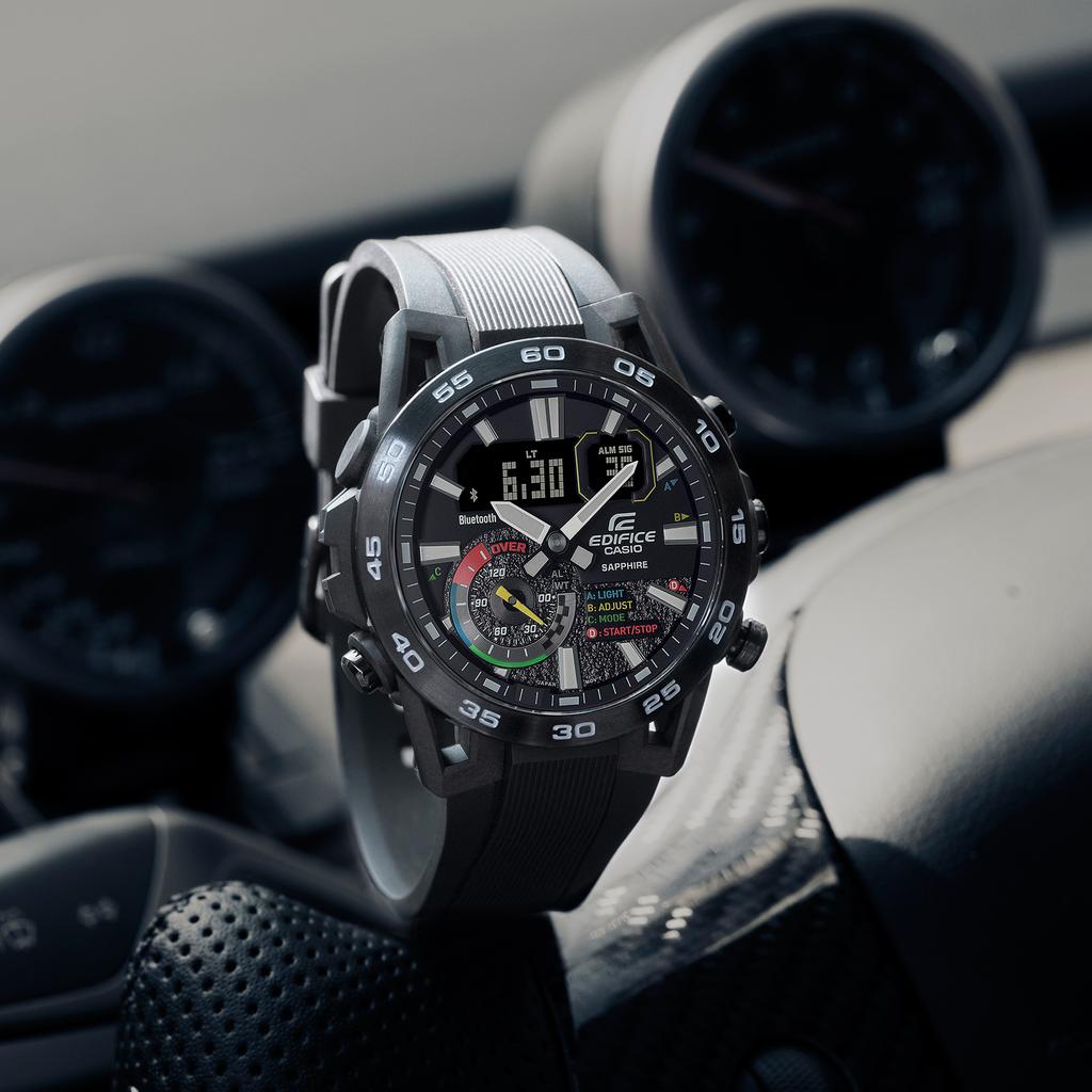 Casio Мужские кварцевые часы Edifice из нержавеющей стали, водозащита 100 м, ECB-40YMP-1A