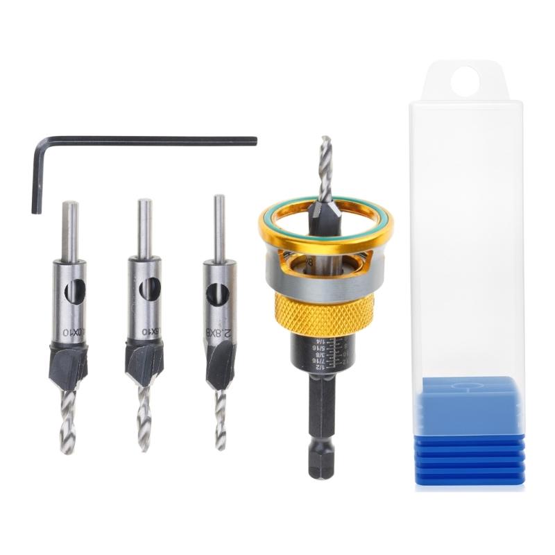 Зенковочные сверла с ограничителем глубины, шестигранный хвостовик, отверстиерез, деревообработка, алюминий, инструмент для ограничения сверления, снятие фаски