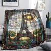 Paris Eiffel Tower Print Flannel Blanket, High quality Comfortable for All Seasons, Home Decor, Warmth and Comfort, Perfect for Christmas Gifts87