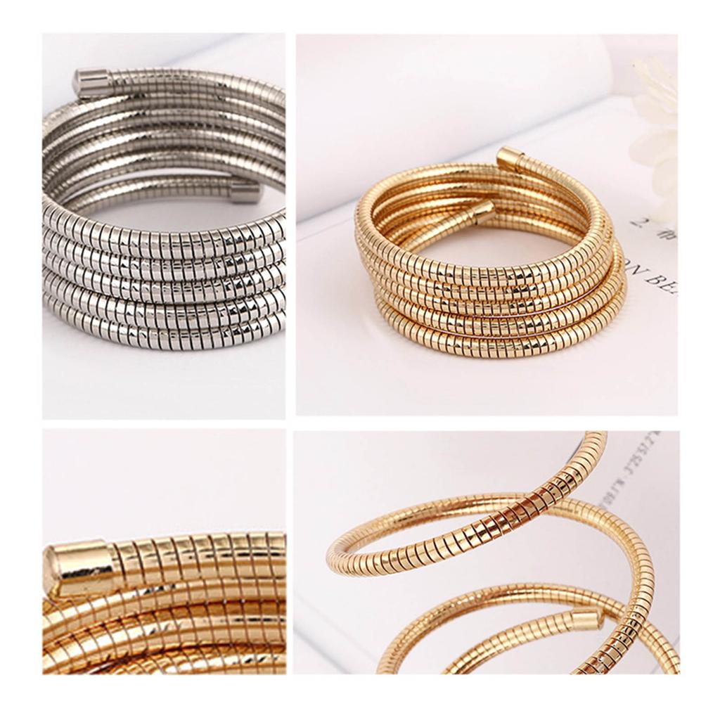 Stackable Multi Layer Arm Bracelet Stylish Metal Elastic Jewelry Stackable Bracelet Elastic Bangle for Fashionable Lover
