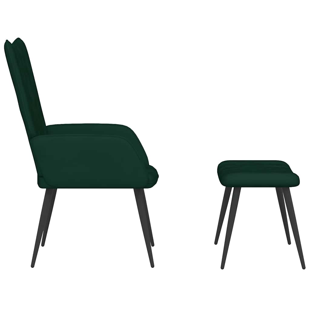 Relaxation Armchair with Ottoman Dark Green Velvet