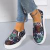 Женские мокасины Graffiti Flat Shoes Женские летние вулканизированные туфли Повседневные прогулочные туфли Мокасины из парусины без застежек для женщин