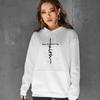 Faith Print Hoodies Casual Drawstring Long Sleeve KangarooPocket Sweatshirt, Women's Clothing