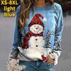 3D Print Dark Blue Santa Tshirts Ladies Tops Long Sleeve O-neck Pullover Femme T-shirts T Shirt For Women