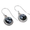 Серьги из чистого серебра 925 пробы с натуральным обсидианом и снежинкой размером 1,25 дюйма l6C09