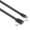 Плоский силиконовый кабель-зарядка USB Type C (папа) на маленький USB (мама) 10/20 см с угловым разъемом 90 градусов для тесных пространств