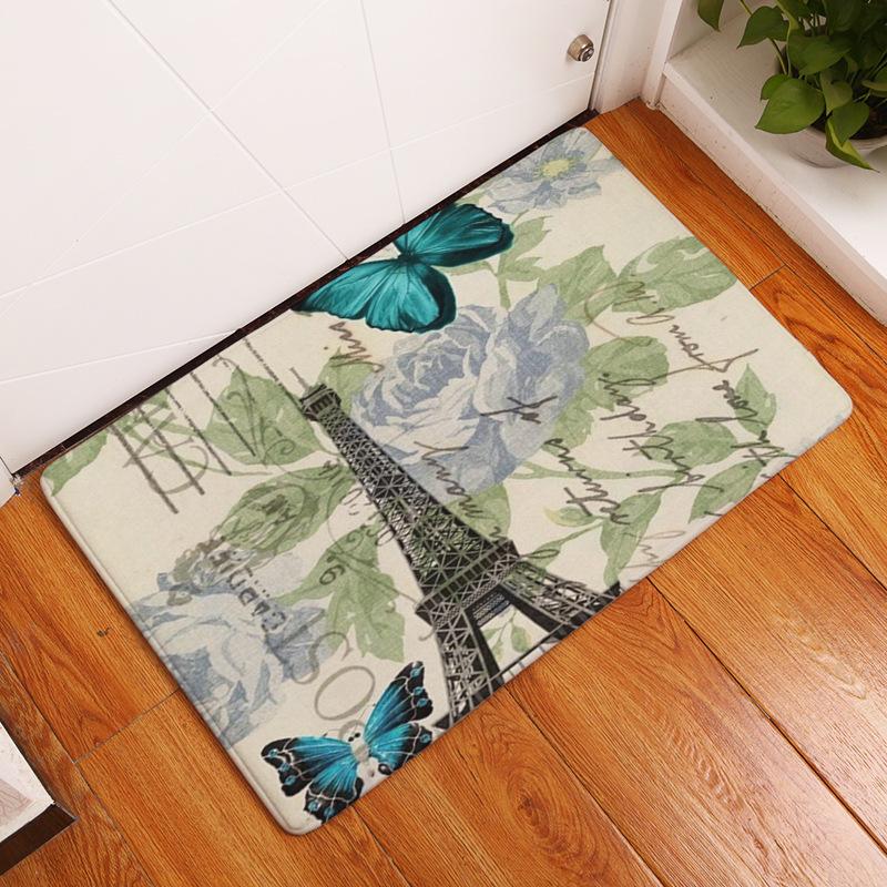 Nordic Butterfly Print Entrance Door Mat Front Door Welcome Mat Washable Bathroom Non-slip Mat Porch Bedroom Carpet