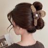 Vintage Large Plush Flower Hair Clips Girls Elegant Ponytail Braid Claw Hair Duckbill Clip Girls Headdress Gift