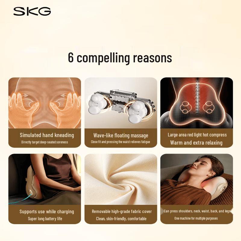 SKG T5 2nd Gen Ultra Wireless Multi-Functional Massage Cushion CN plug (adapter included)