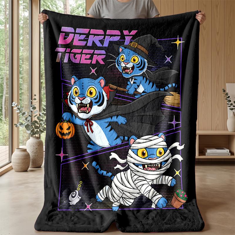 Фланелевое одеяло с принтом Kpop Demon Hunters Мягкое Теплое Легкое Всесезонное Одеяло для Дивана Кровати Кемпинга Домашнего Декора Праздничный Подарок