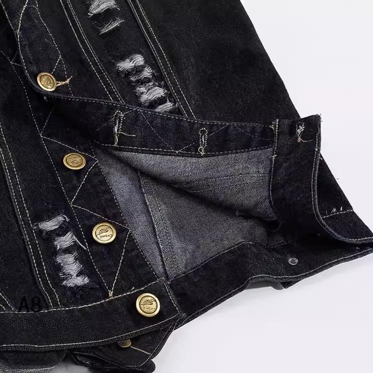 Men's Korean Version of The Slim-fit Trend Black Denim Vest Large Size Motorcycle Youth Korean Version of The Vest Waistcoat Vest